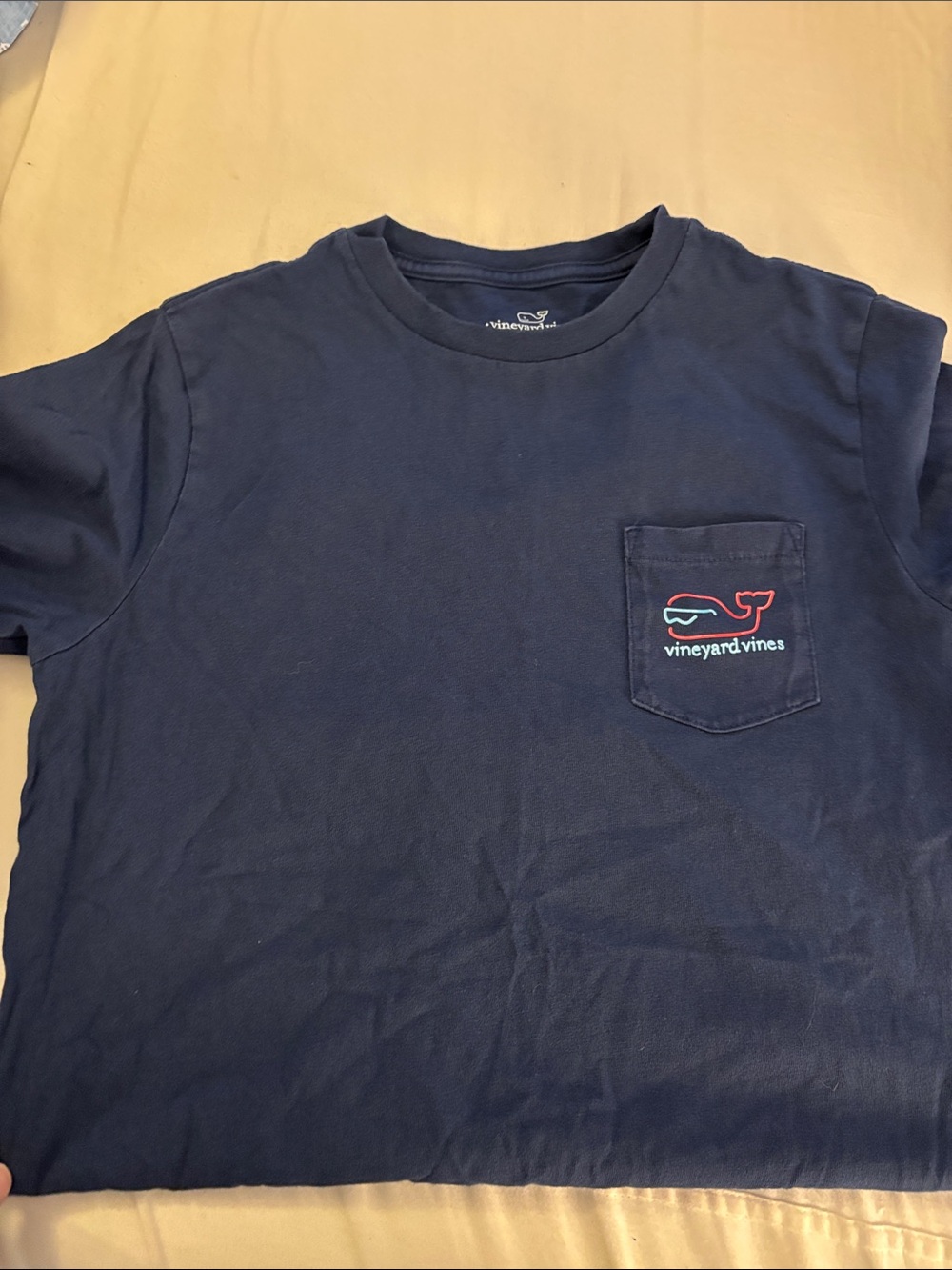 Vineyard Vines Navy Short Sleeve Pocket Tee with Whale Logo